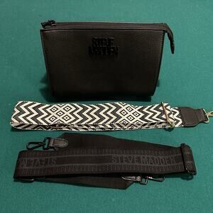 Steve Madden Black Crossbody Bag with Two Adjustable Straps Faux Leather